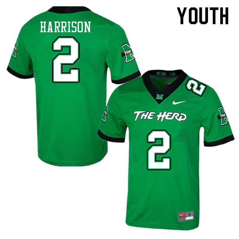 Youth #2 Jayden Harrison Marshall Thundering Herd College Football Jerseys Sale-Green - Click Image to Close